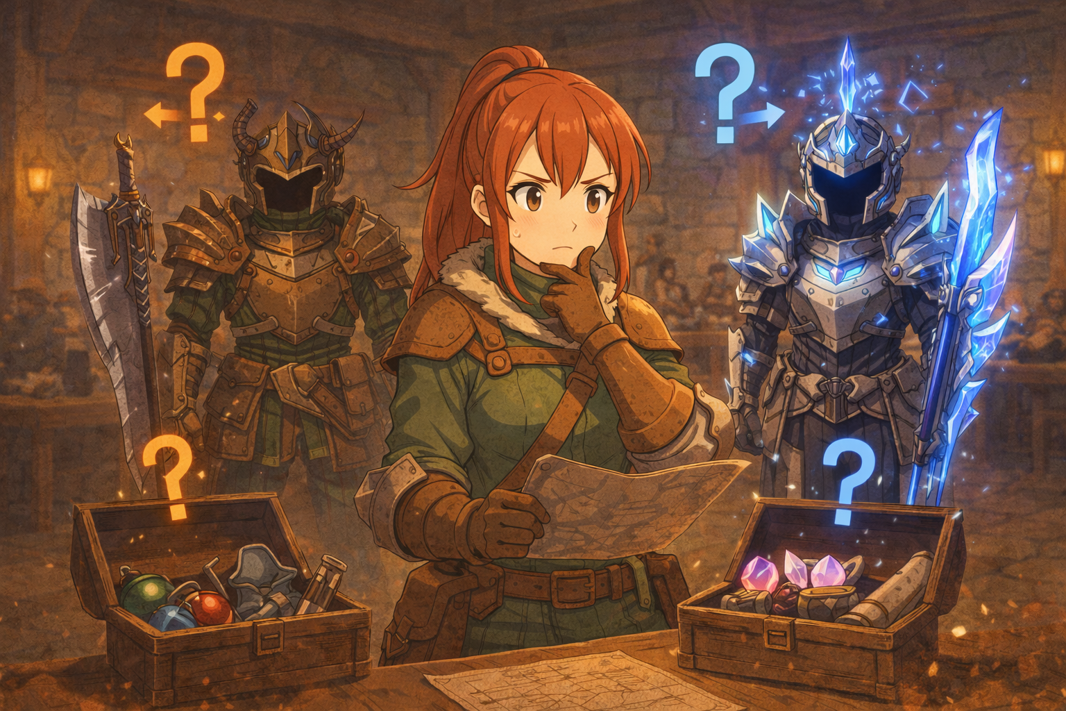 装備選びをしているハンター