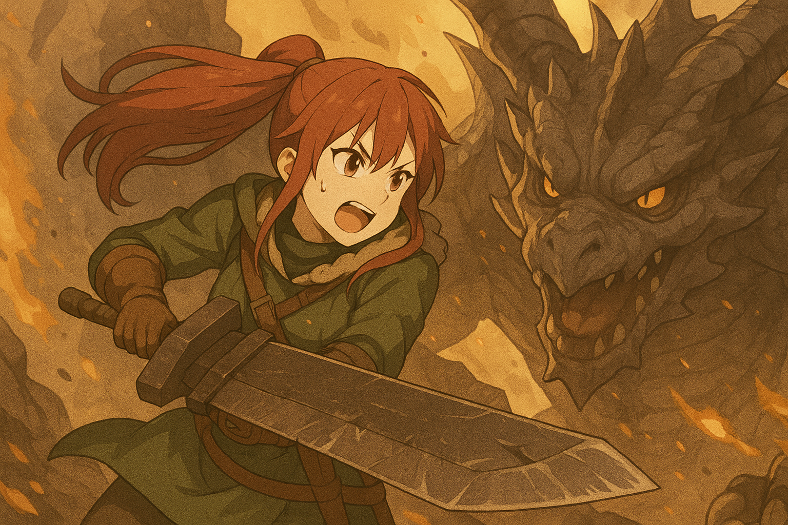 強力モンスターに立ち向かうハンター