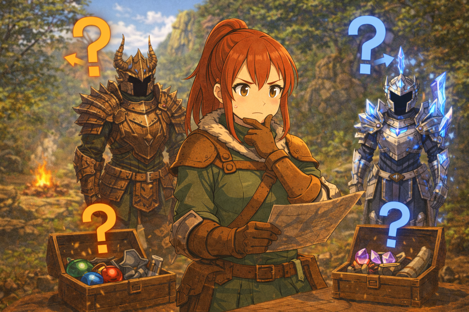 防具選びをしているハンター