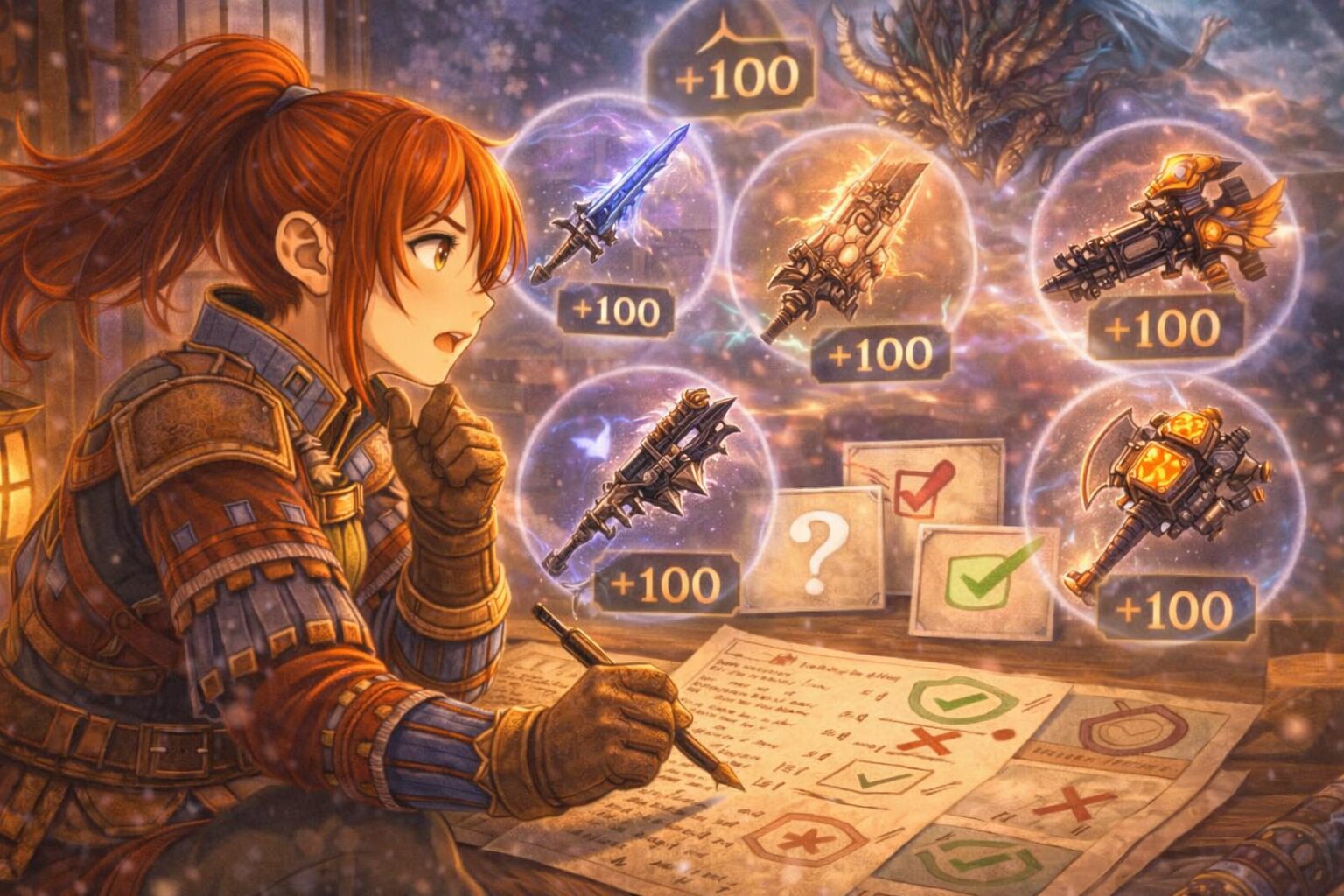 武器選びを行っているハンター