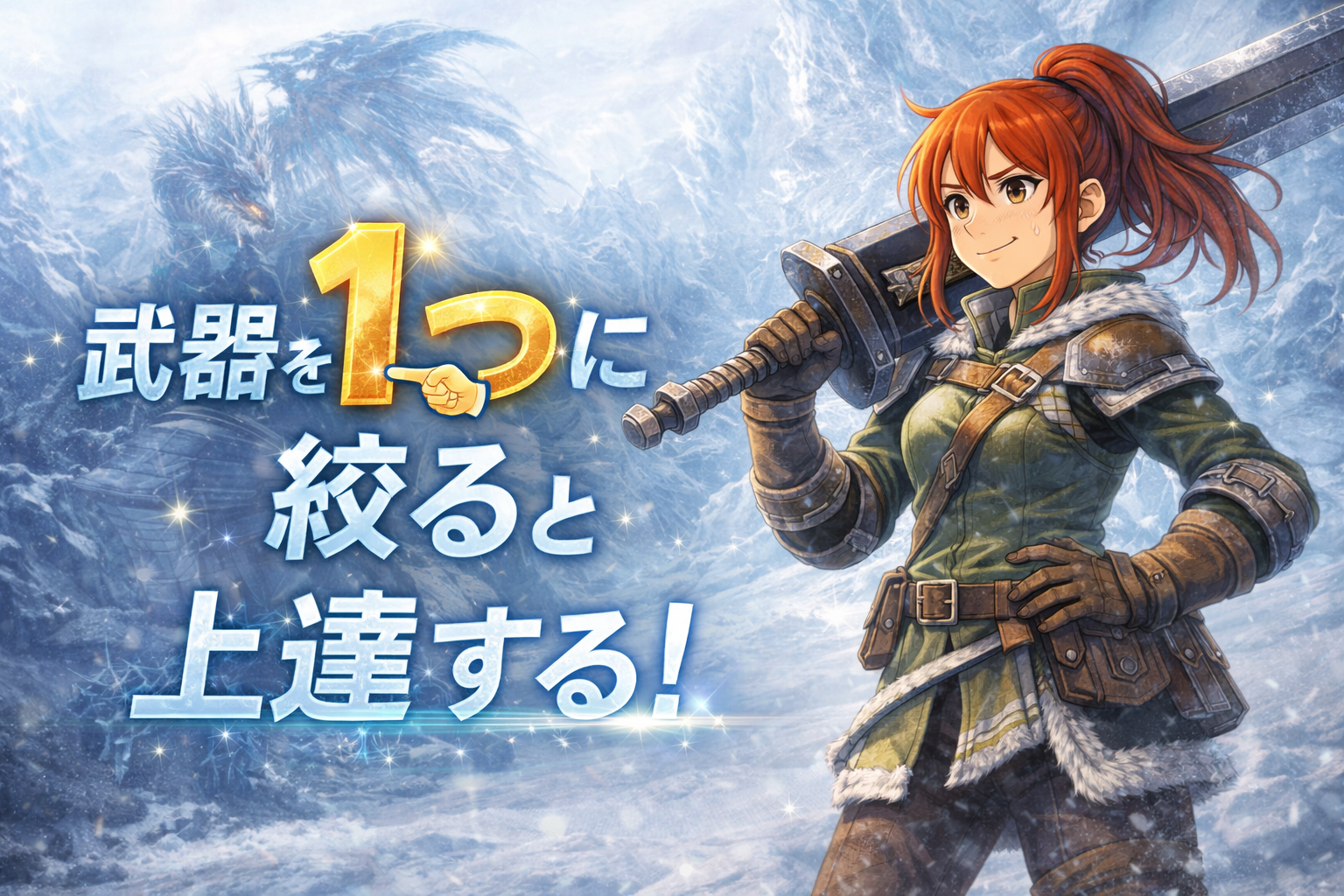 武器を１つに絞ると上達することを教えているハンター