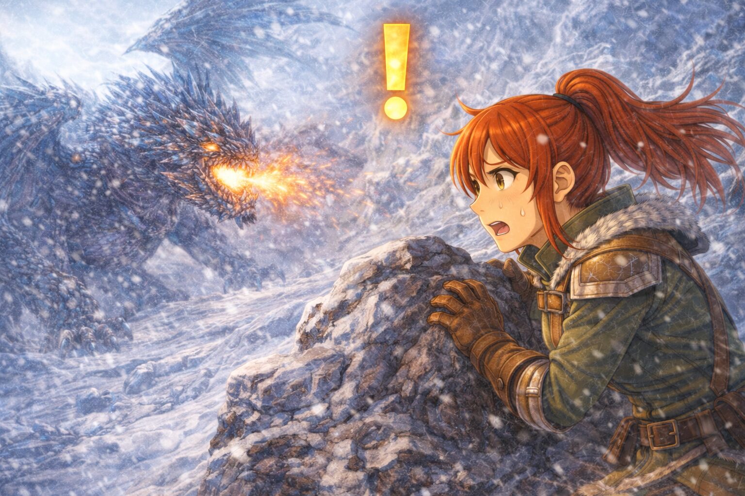 モンスターを観察しているハンター