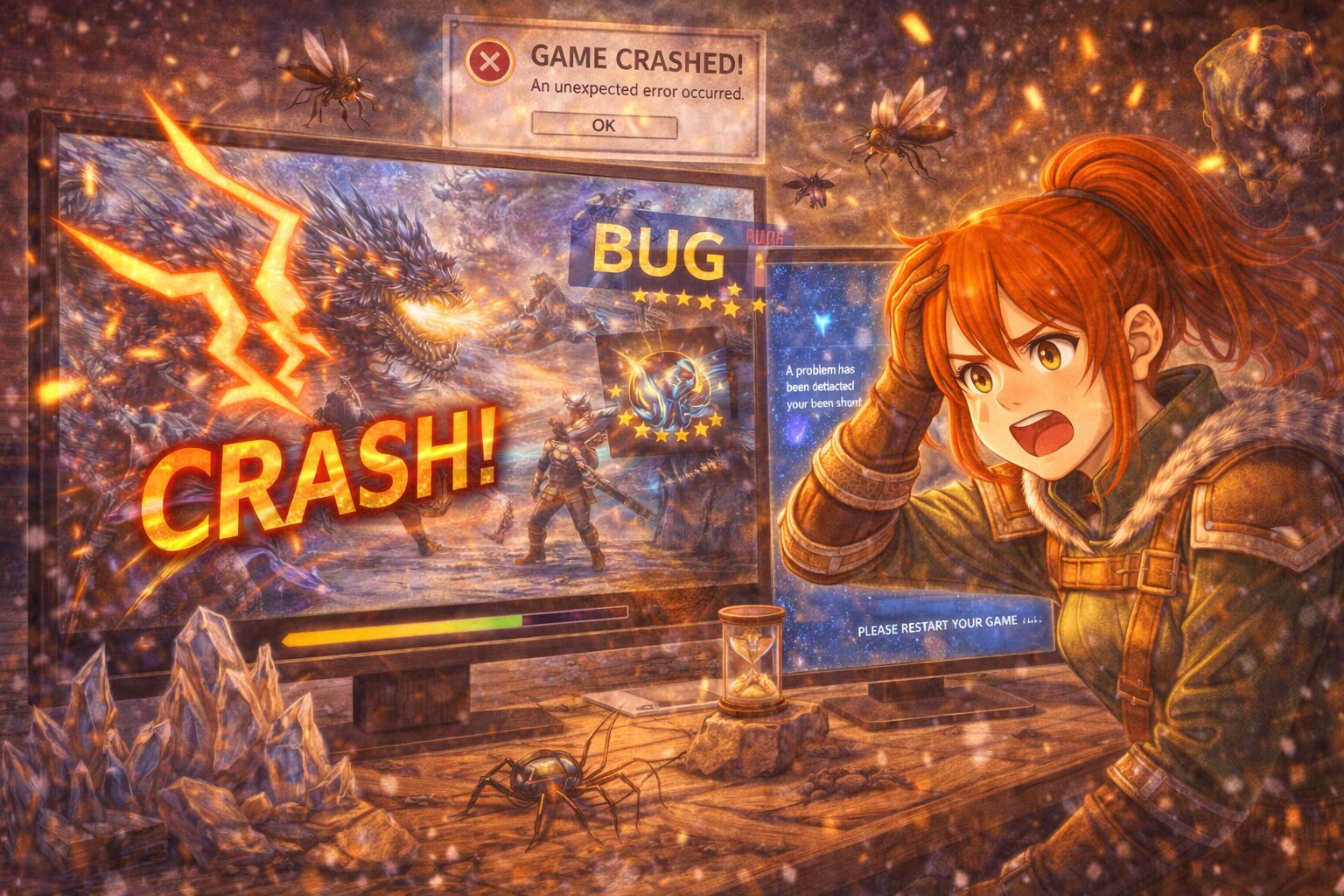 PCでモンハンをしていて、クラッシュしてしまうハンター