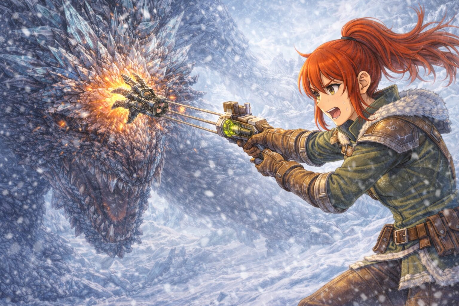 ハンターがクラッチクローを使用している