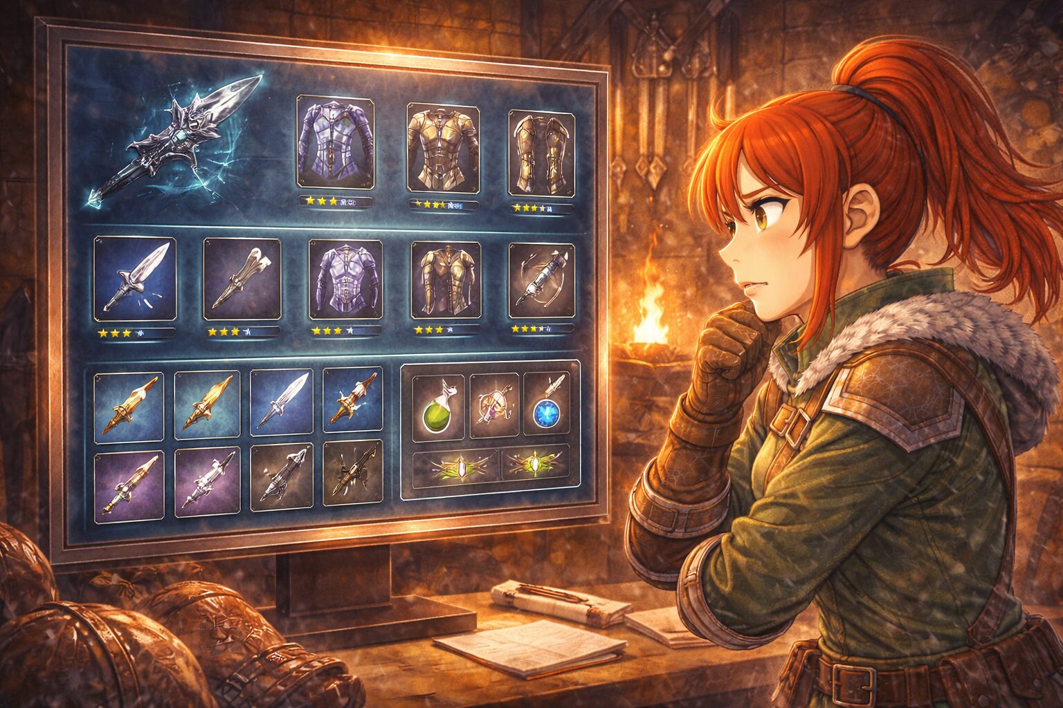 装備やスキルをどうするか悩んでいるハンター