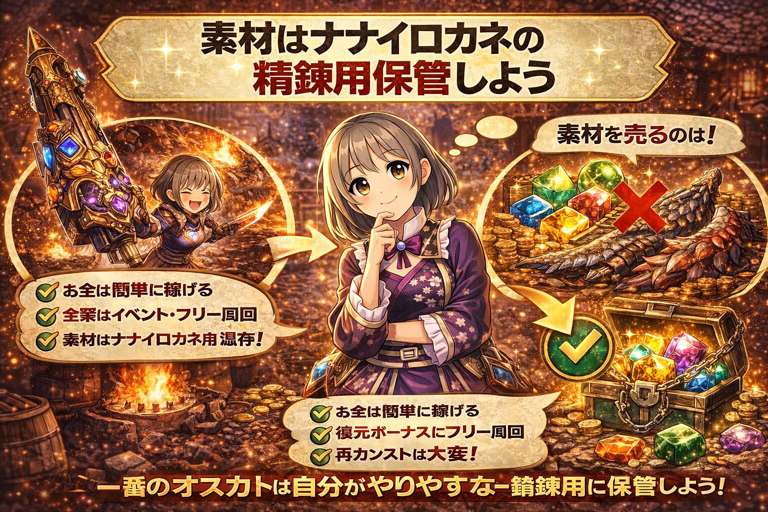 モンスターの素材を売っての金策はNG