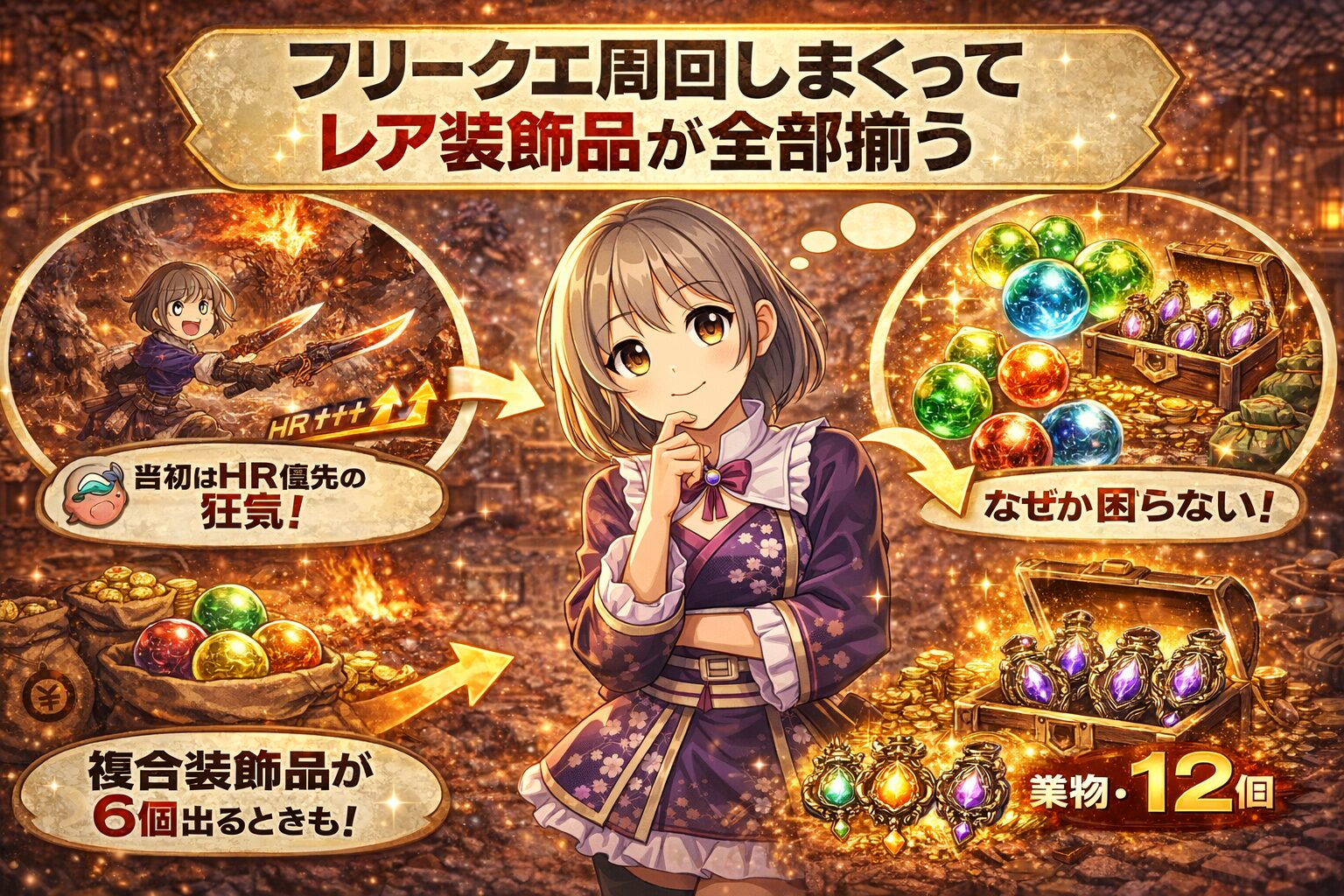 装飾品と鎧玉は実はフリークエストが一番効率よく集められる！