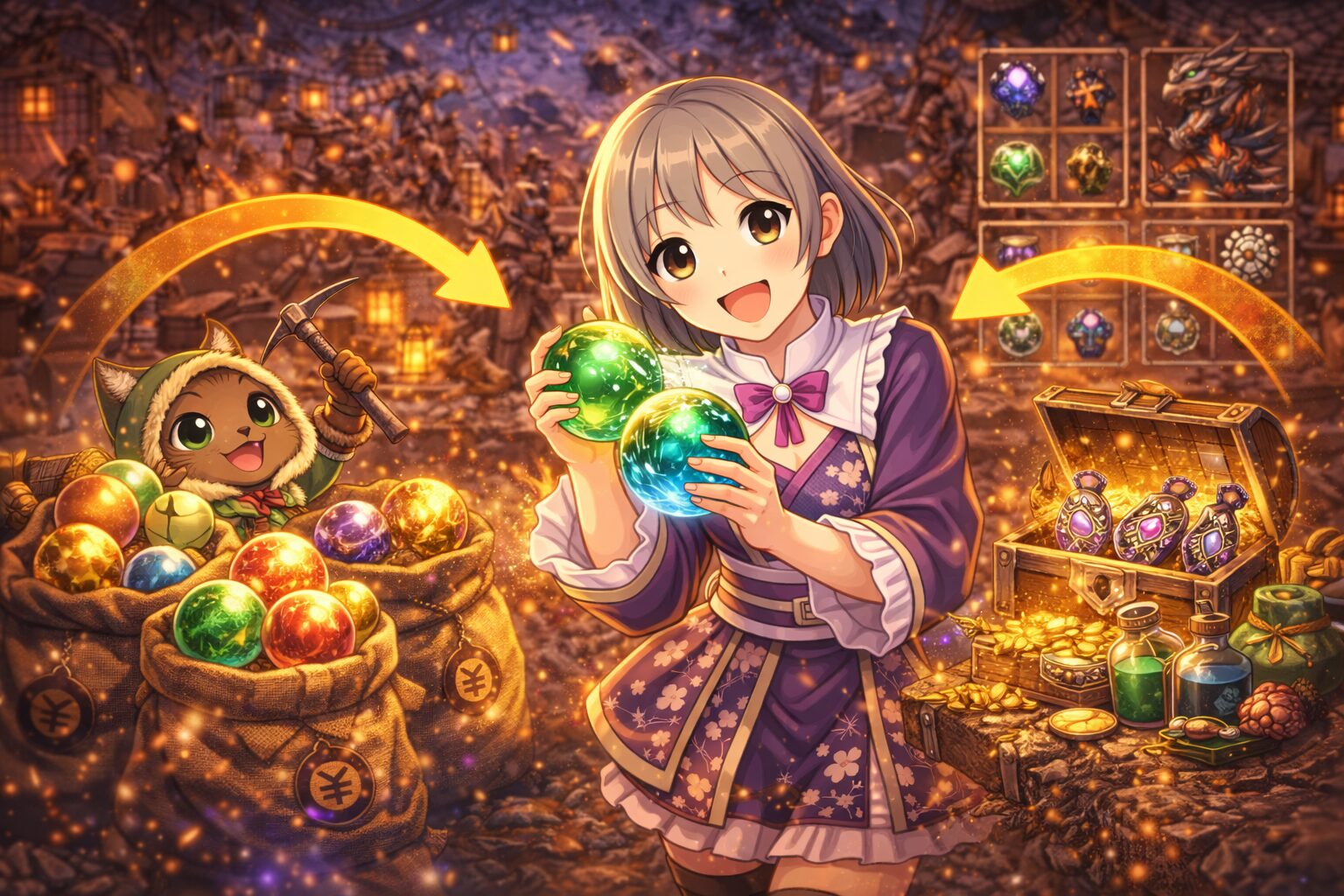 復帰勢に効率の良い装飾品と鎧玉の集め方を解説しているハンター