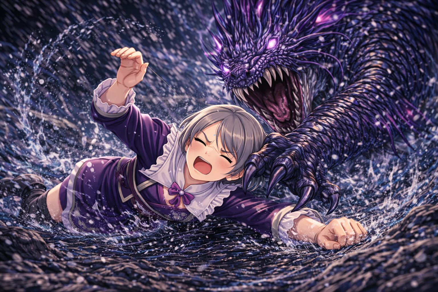 滑り込みからのしかかり攻撃を喰らってしまうハンター