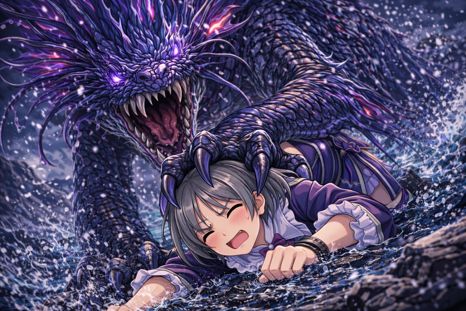 歴戦王ウズトゥナののしかかり攻撃を喰らうハンター