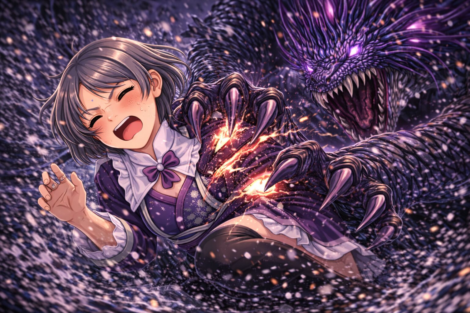 2連ひっかき攻撃を喰らうハンター