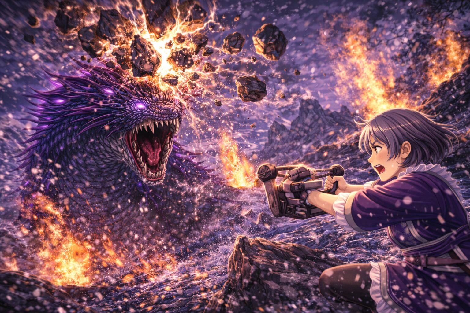 歴戦王ウズトゥナに落石を狙っているハンター