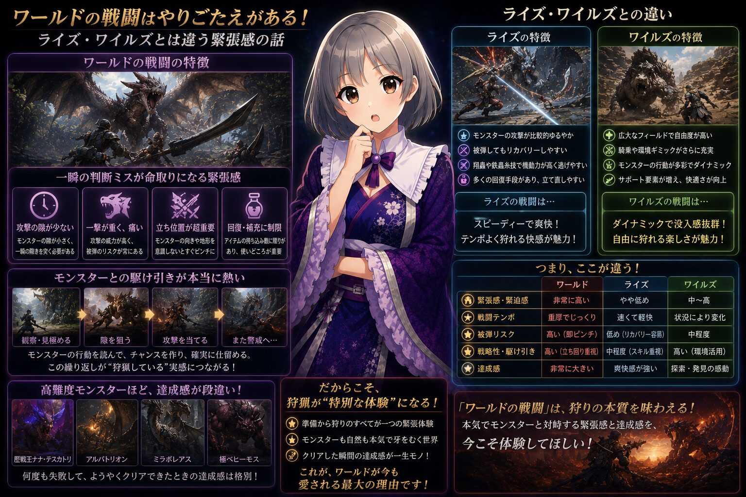 「ワールドの戦闘はやりごたえがある!ライズ・ワイルズとは違うことを解説するハンター