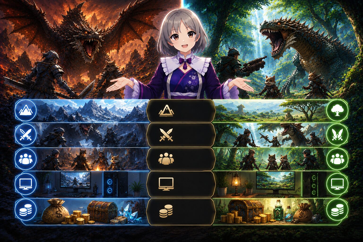 モンハンワールドとワイルズを比較解説しているハンター