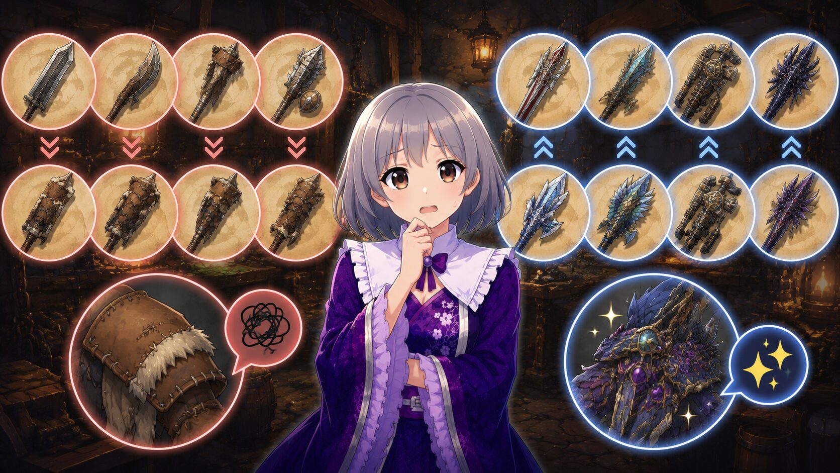 武器のデザインに使い回しが多い!と解説するハンター