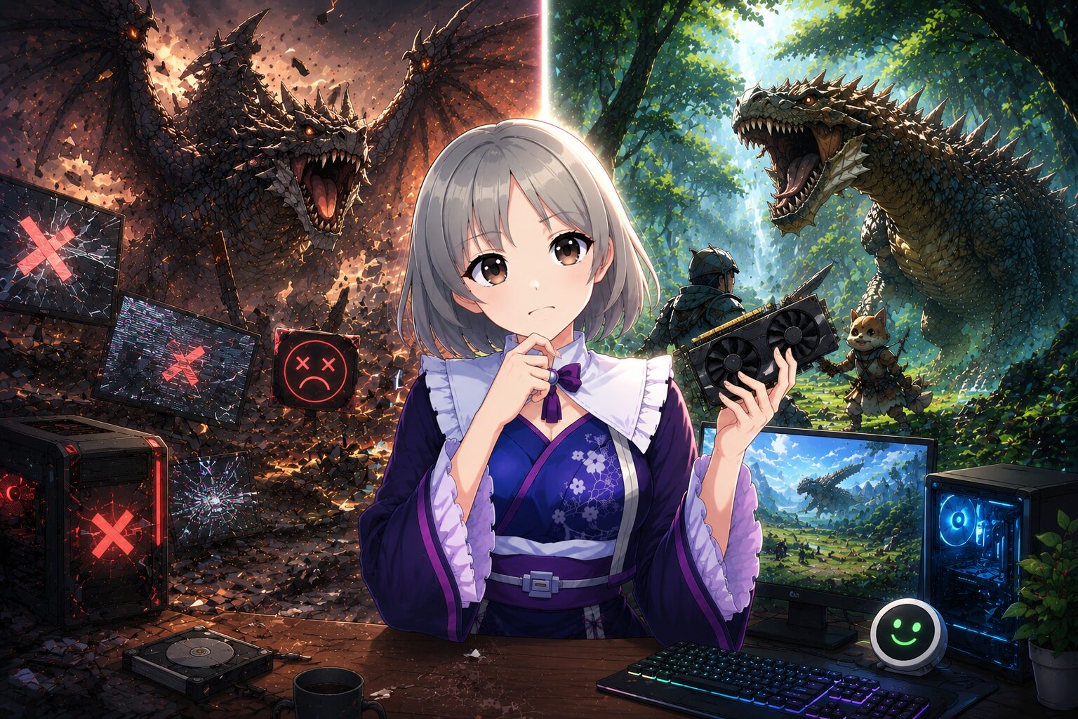 PC問題でワールドとワイルズはどちらがか快適かを解説しているハンター