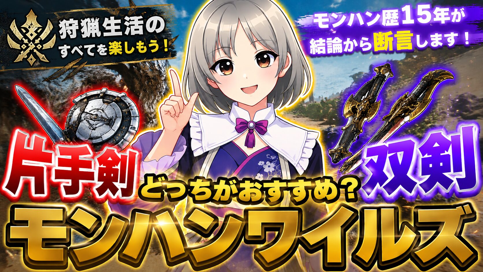 【モンハンワイルズ】 片手剣と双剣どっちがおすすめ？モンハン歴15年が結論から断言します！