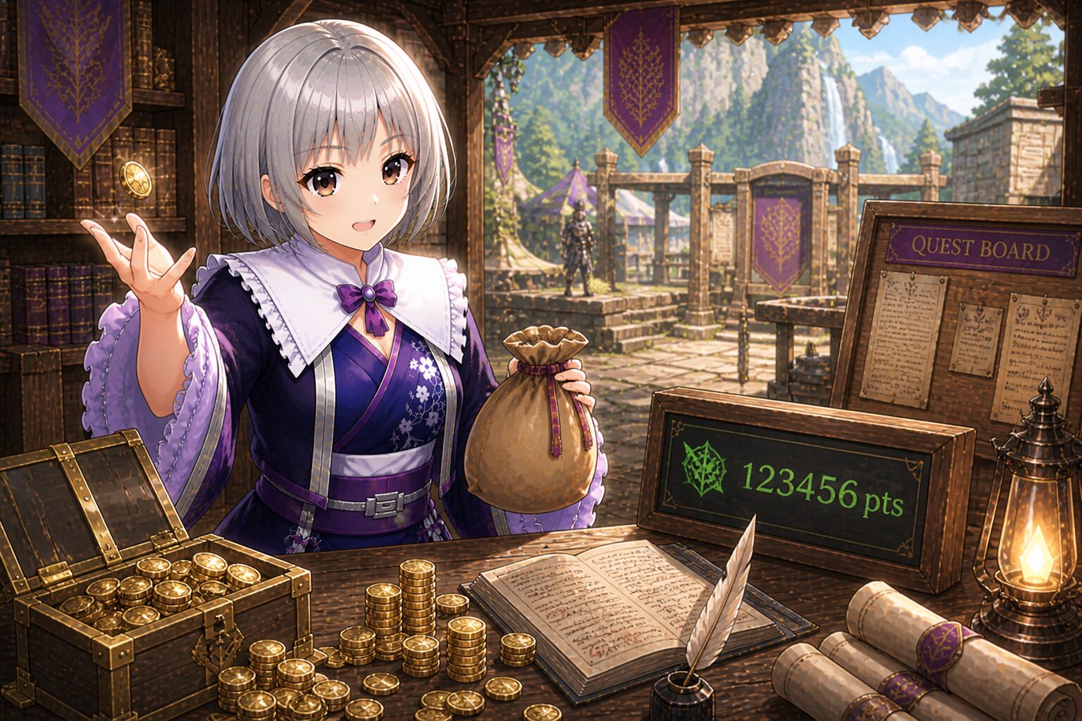 お金と調査ポイントを集めているハンター