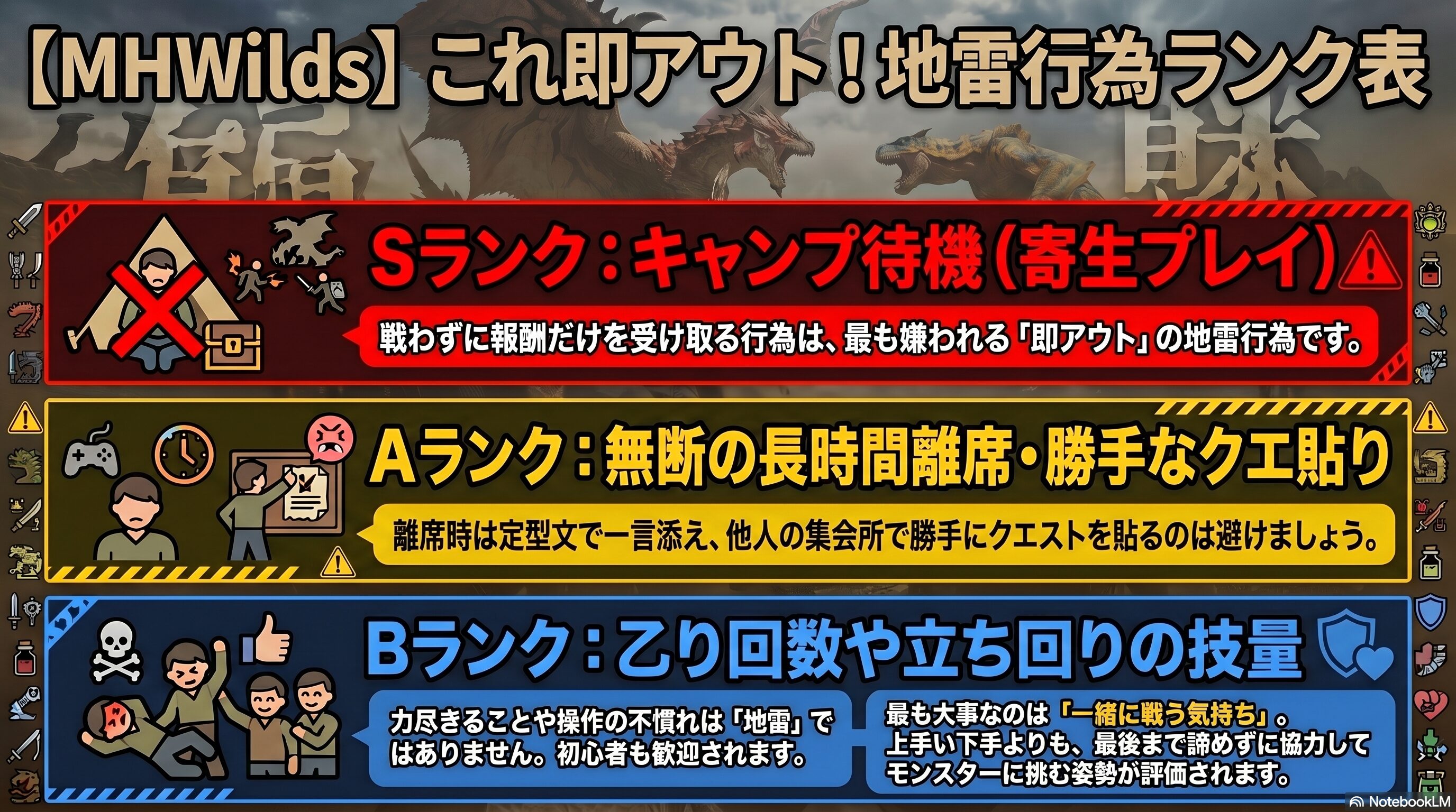 モンハンワイルズ迷惑行為ランク表
