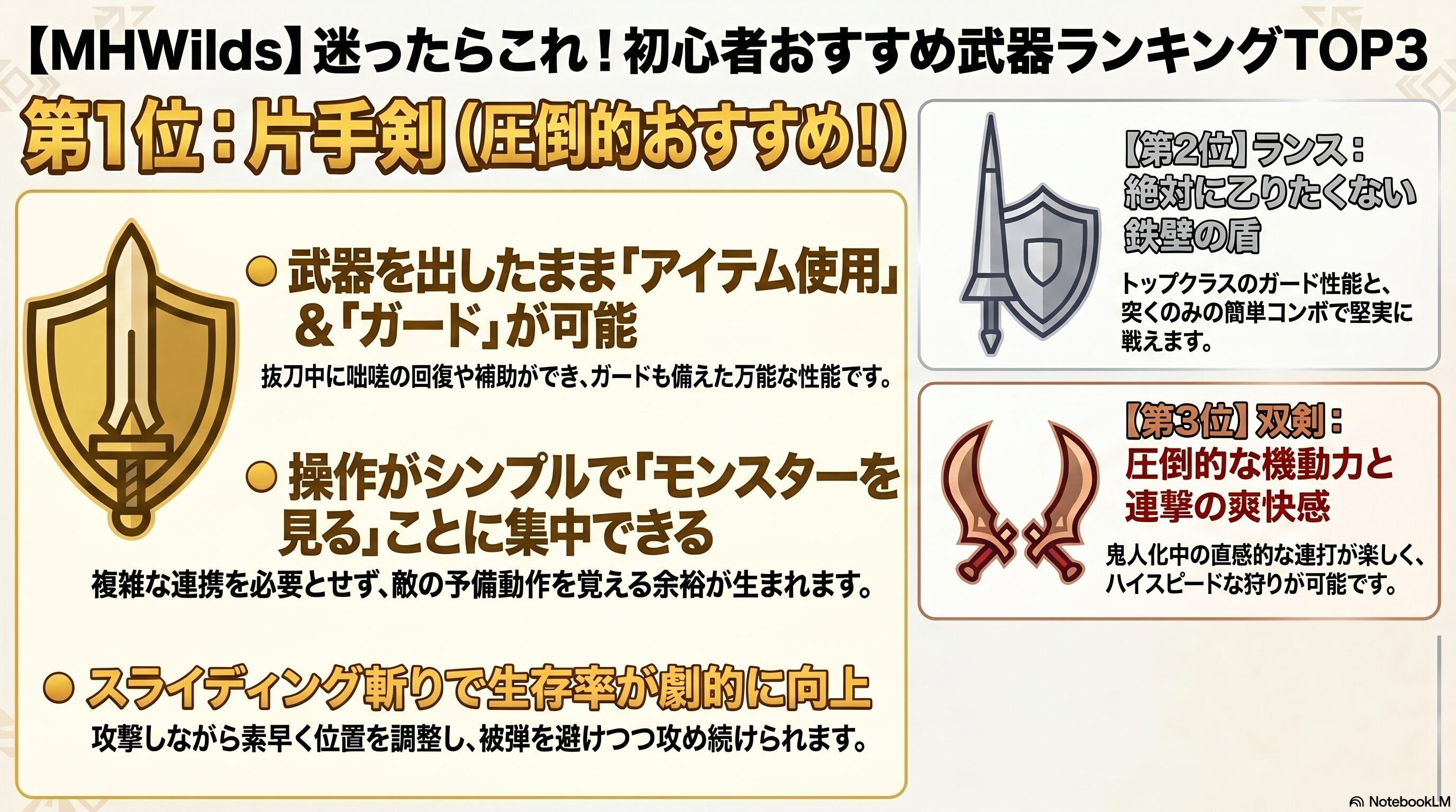 初心者向けおすすめ武器TOP3