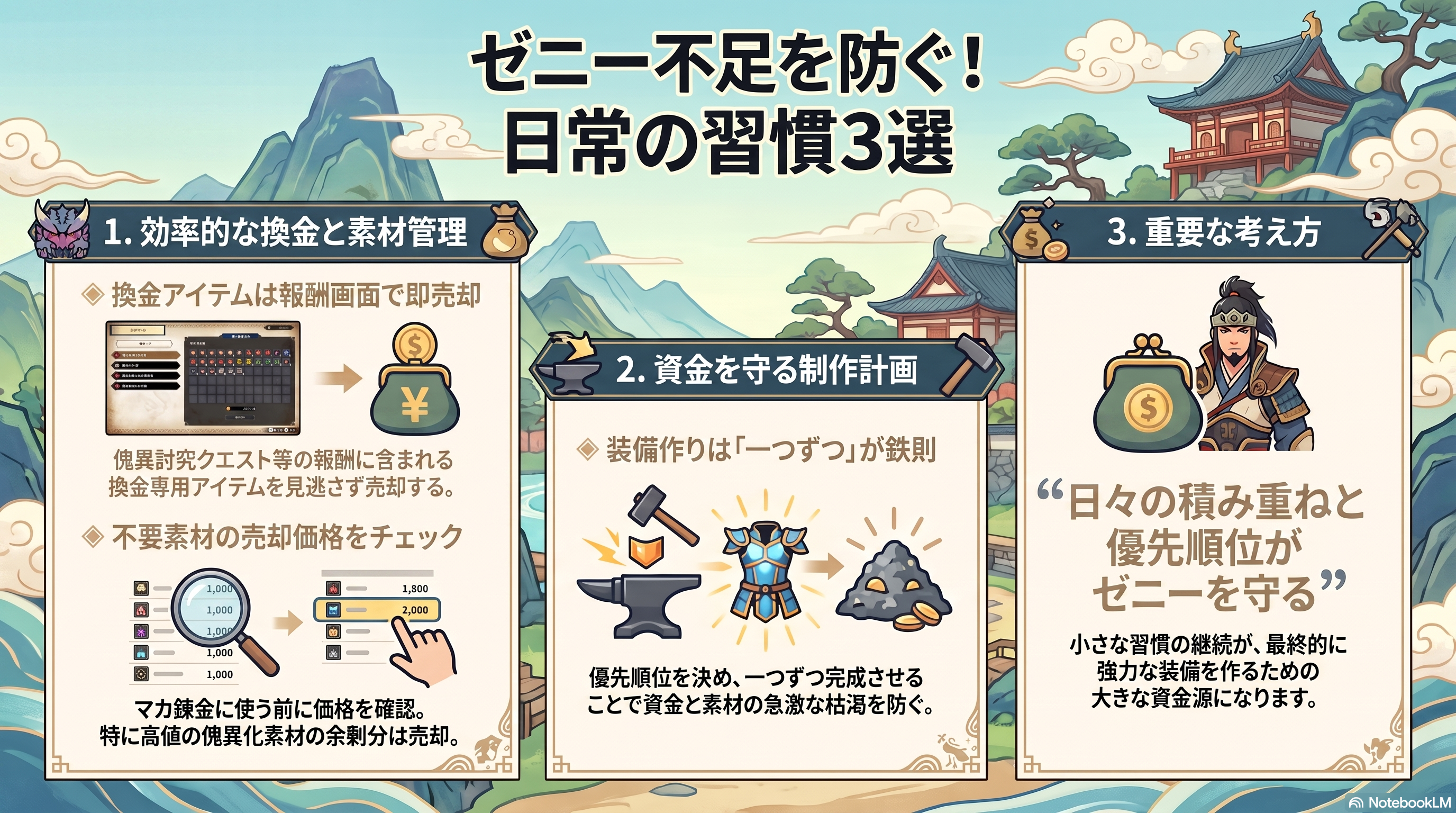 ゼニー不足を防ぐ3つの習慣