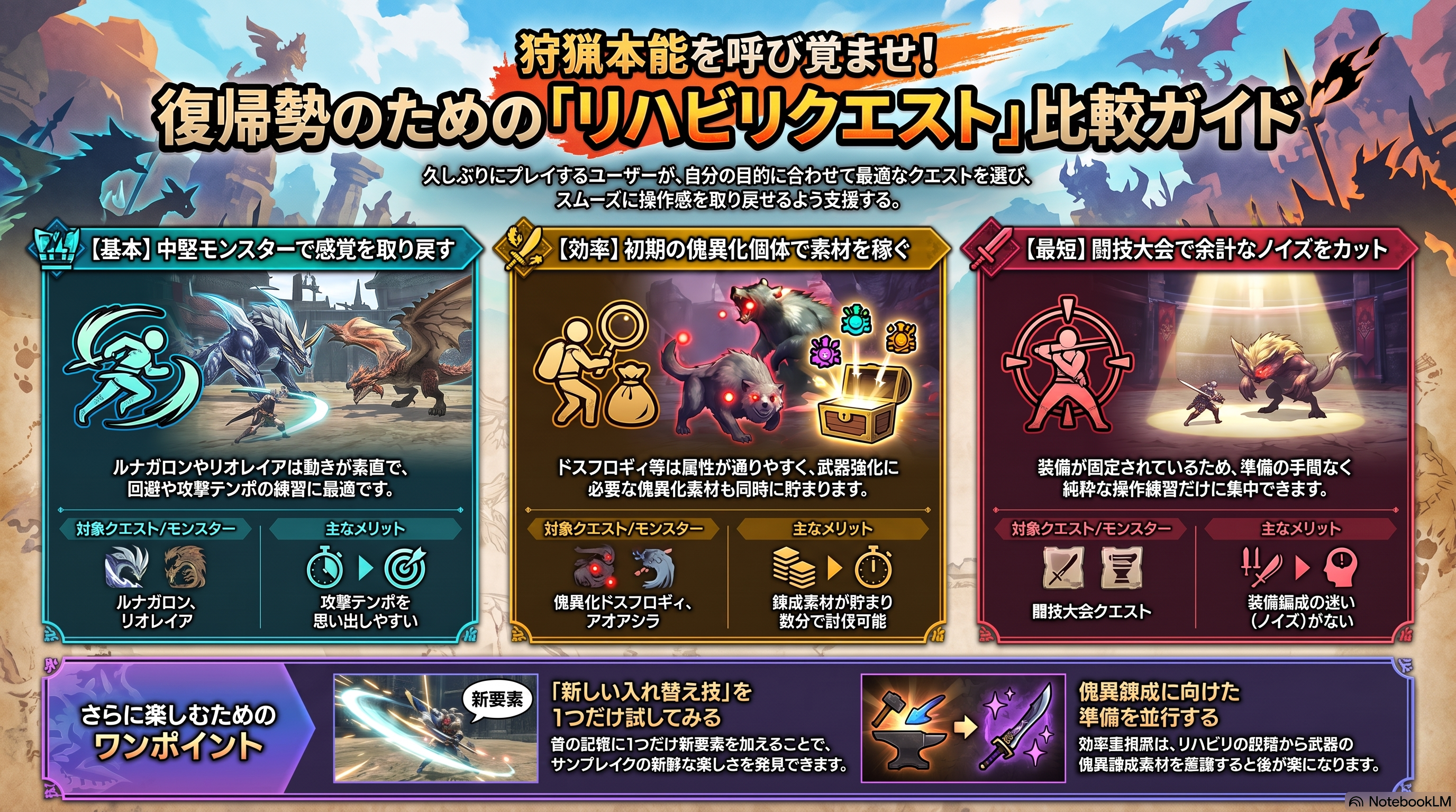 復帰勢向けリハビリクエストおすすめ3選解説