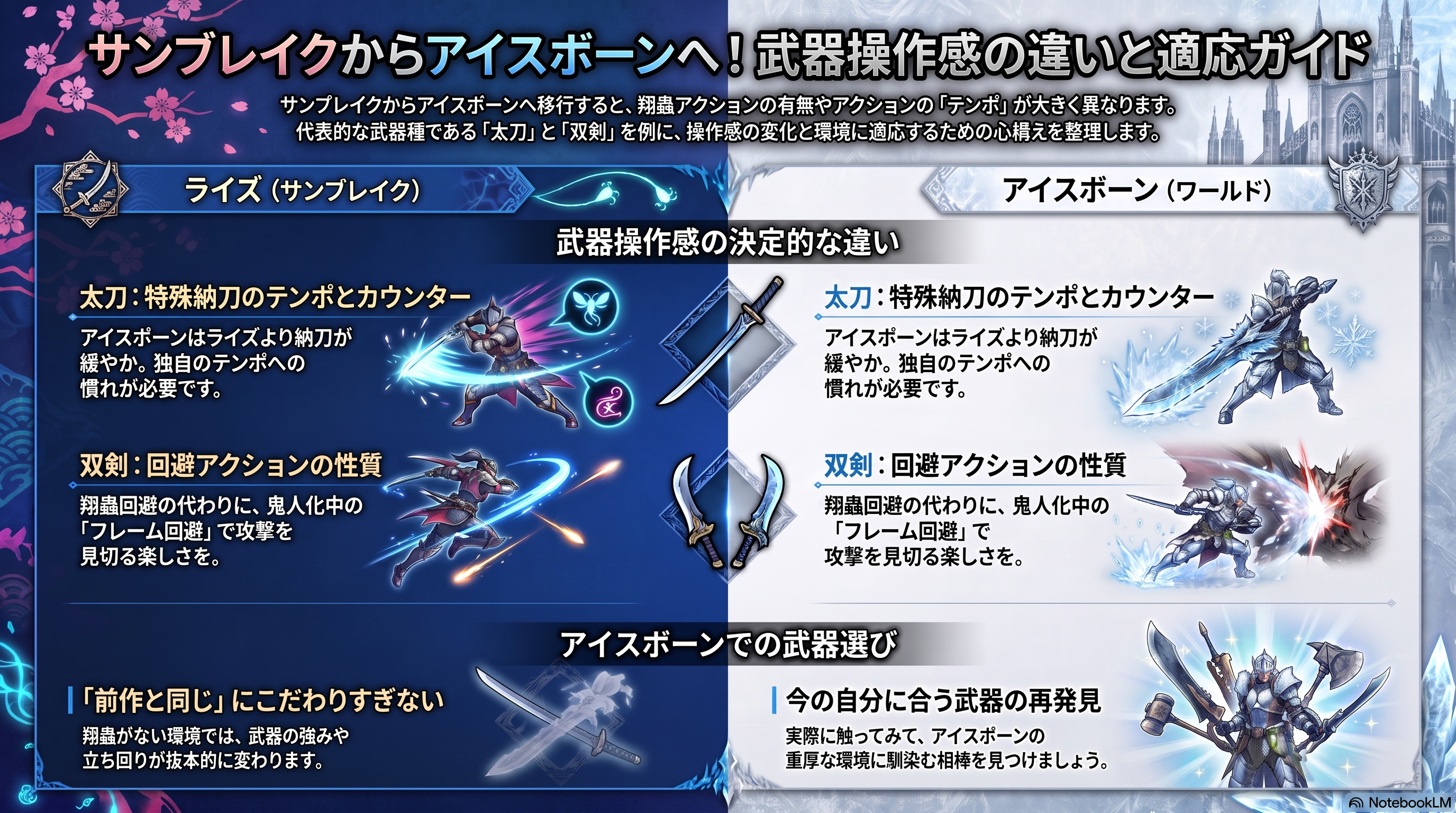 サンブレイクとワールド武器操作感の比較ガイド