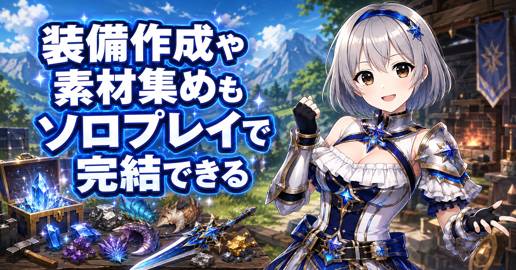 装備作成や素材集めもソロプレイで完結できる