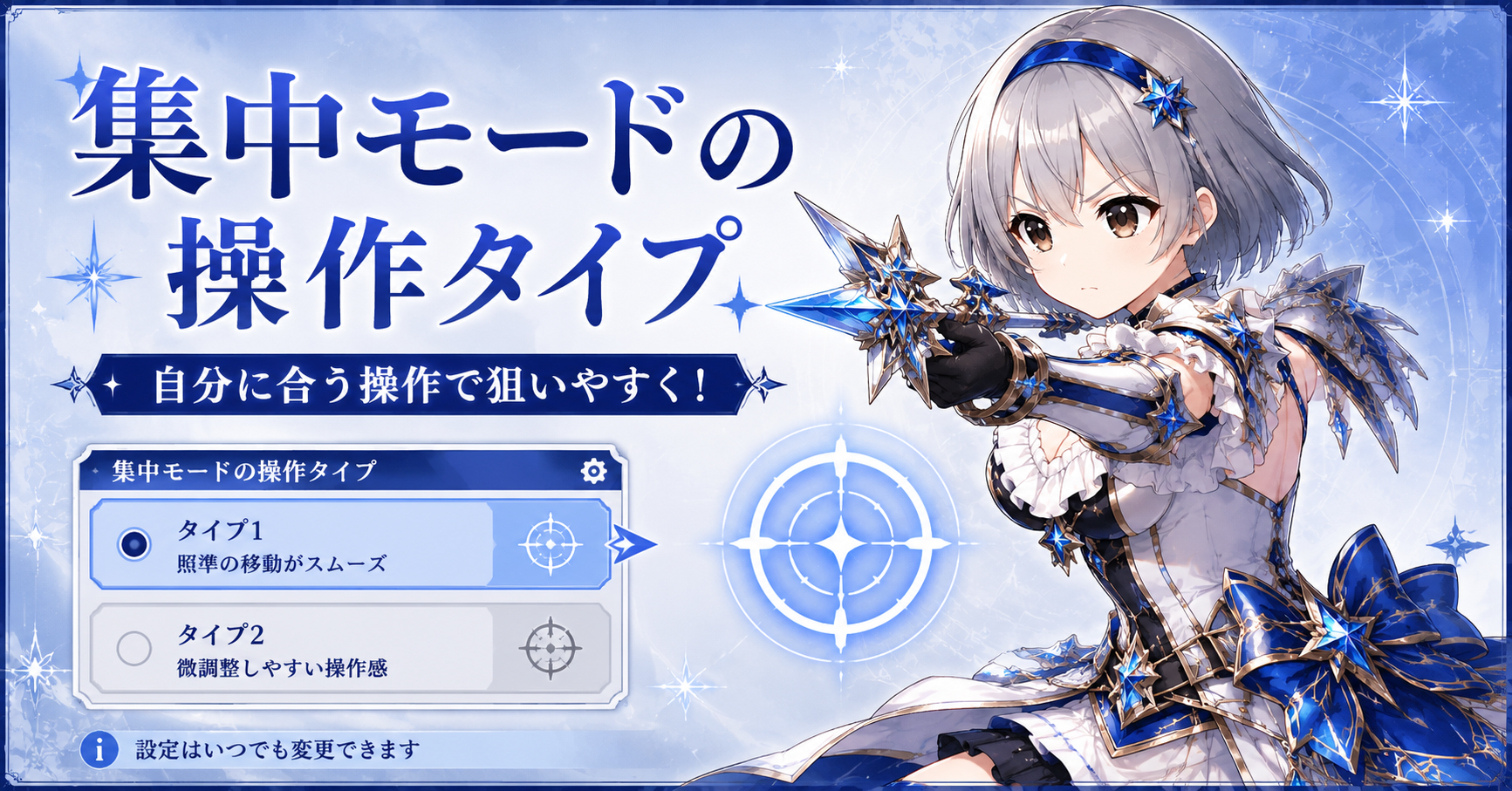 集中モードの操作タイプ