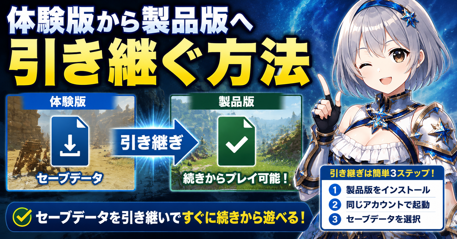 体験版から製品版へ引き継ぐ方法